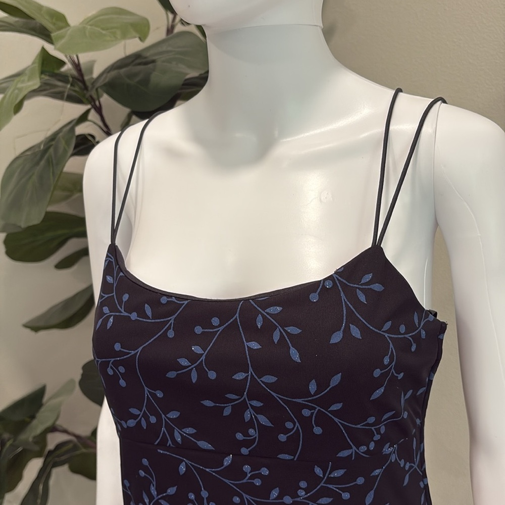 Vintage Byer Too! Floral Vines Glitter Slipdress Size M Empire Maxi Dress Y2K - Picture 3 of 15